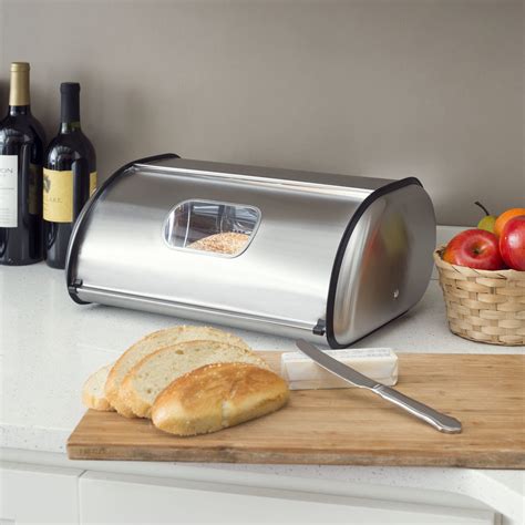 home basics stainless steel frosted bread box|stainless steel countertop bread box.